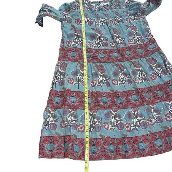 Victoria Dunn Peony Dress Smocked Yoke in Burnt Sienna Floral Size XS Boho Fall - Picture 9 of 16